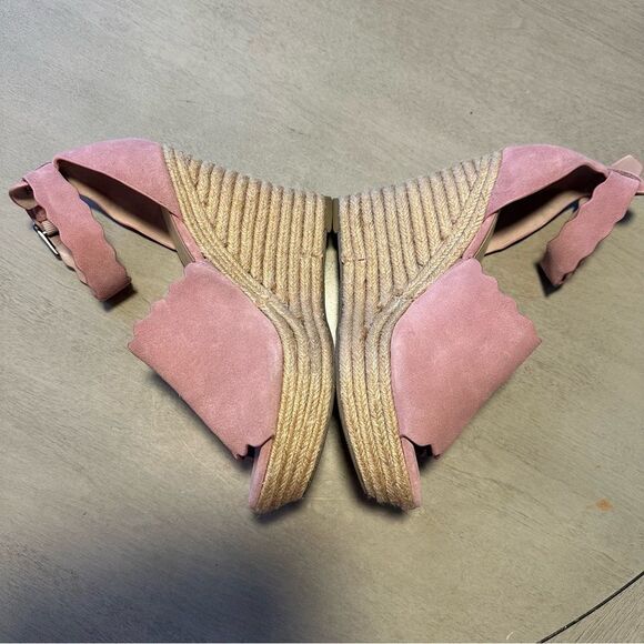 Marc Fisher‎ Pink Haya Scallop Ankle Strap Espadrille Wedge - Size 9.5 - Picture 16 of 16
